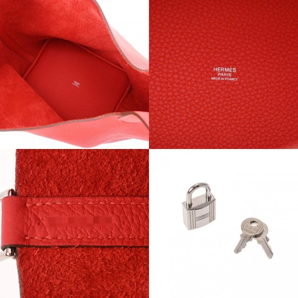 HERMES Picotan Lock MM Rouge casaque hand bag - Picture 8 of 12